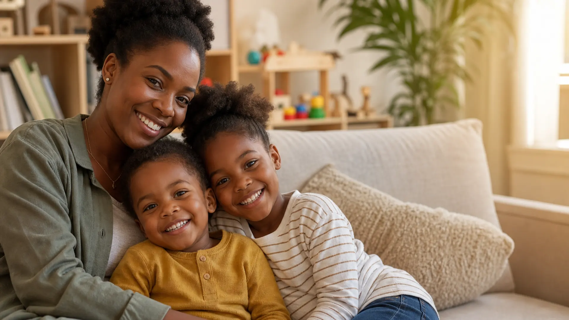 Black African mother with young children — Mitchells Pediatrics in Alexandria, LA